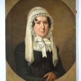 19th Century Portrait of Lady W/A White Bonnet-Oil Painting