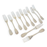 Charles Salomon Mahler (XIX) - Series of 11 table forks - In sterling silver 950/1000