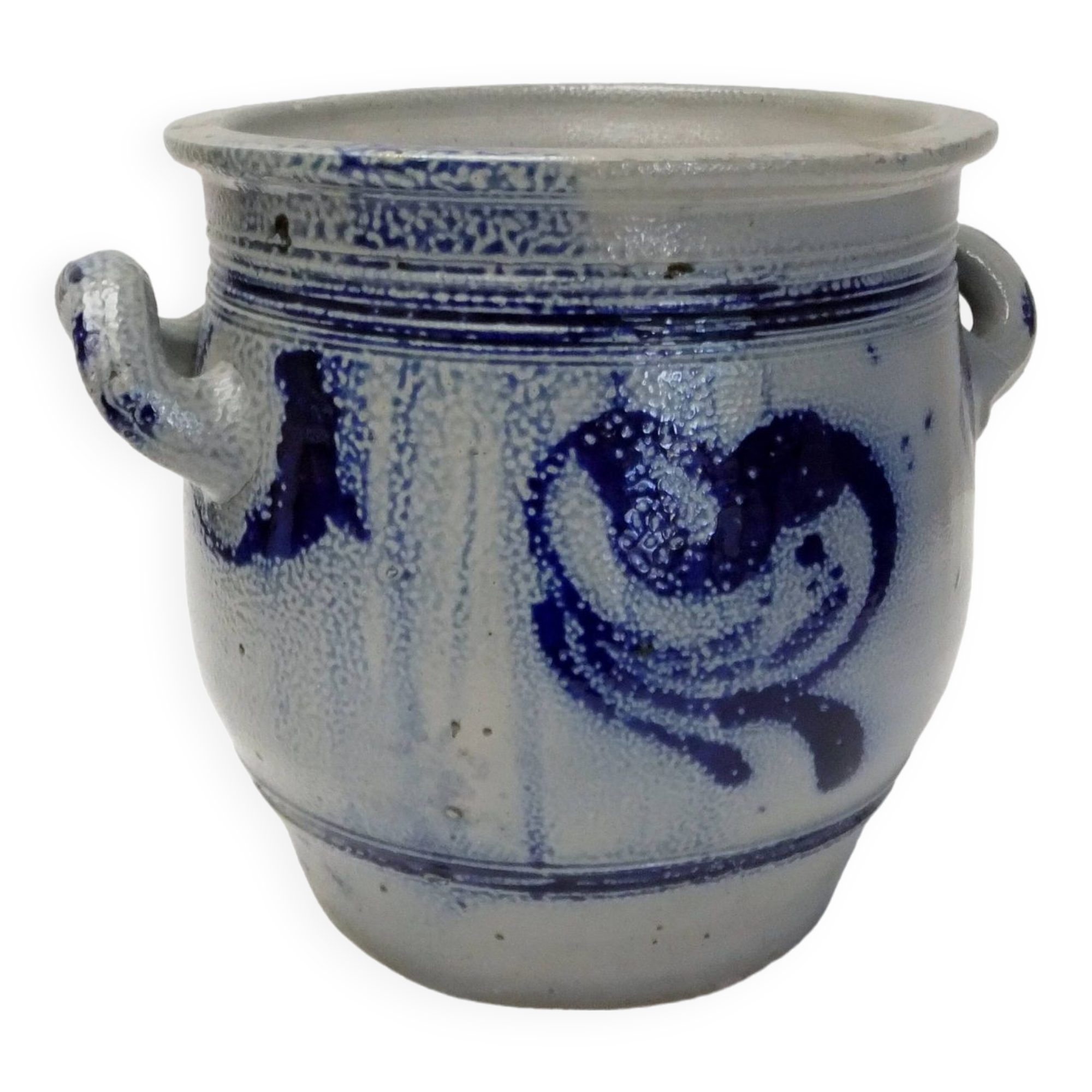 Alsaces Betschdorf stoneware flower pot, gray blue