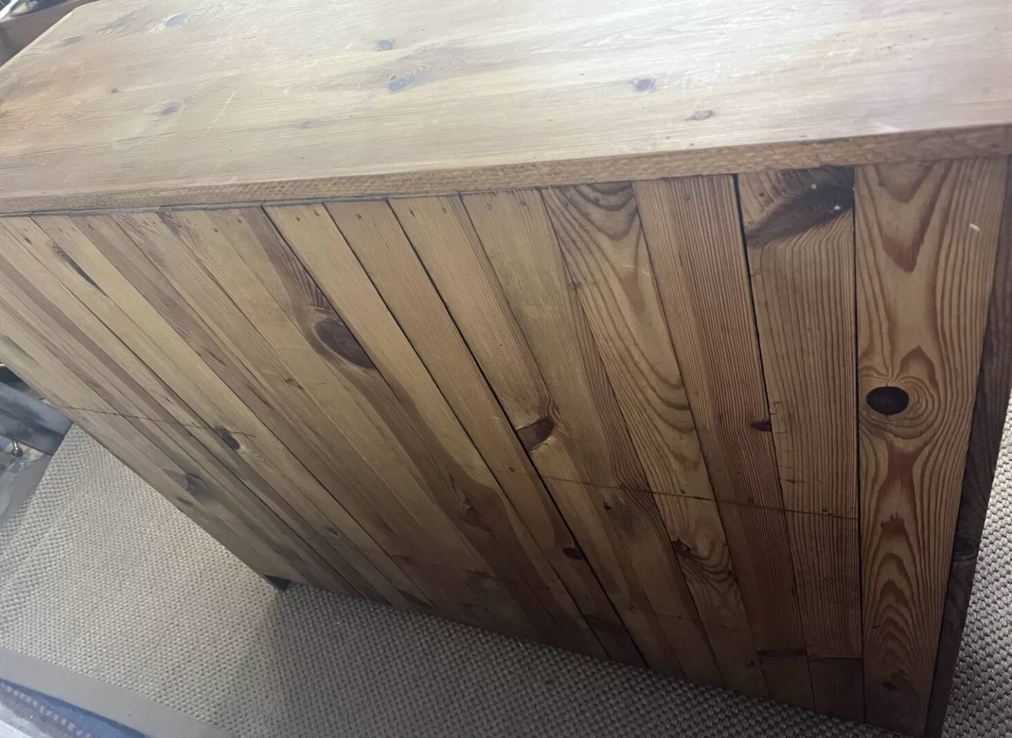 Vintage solid pitch pine chest of drawers