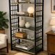 Vintage 1970s shelf in smoked glass with a bamboo-style structure.