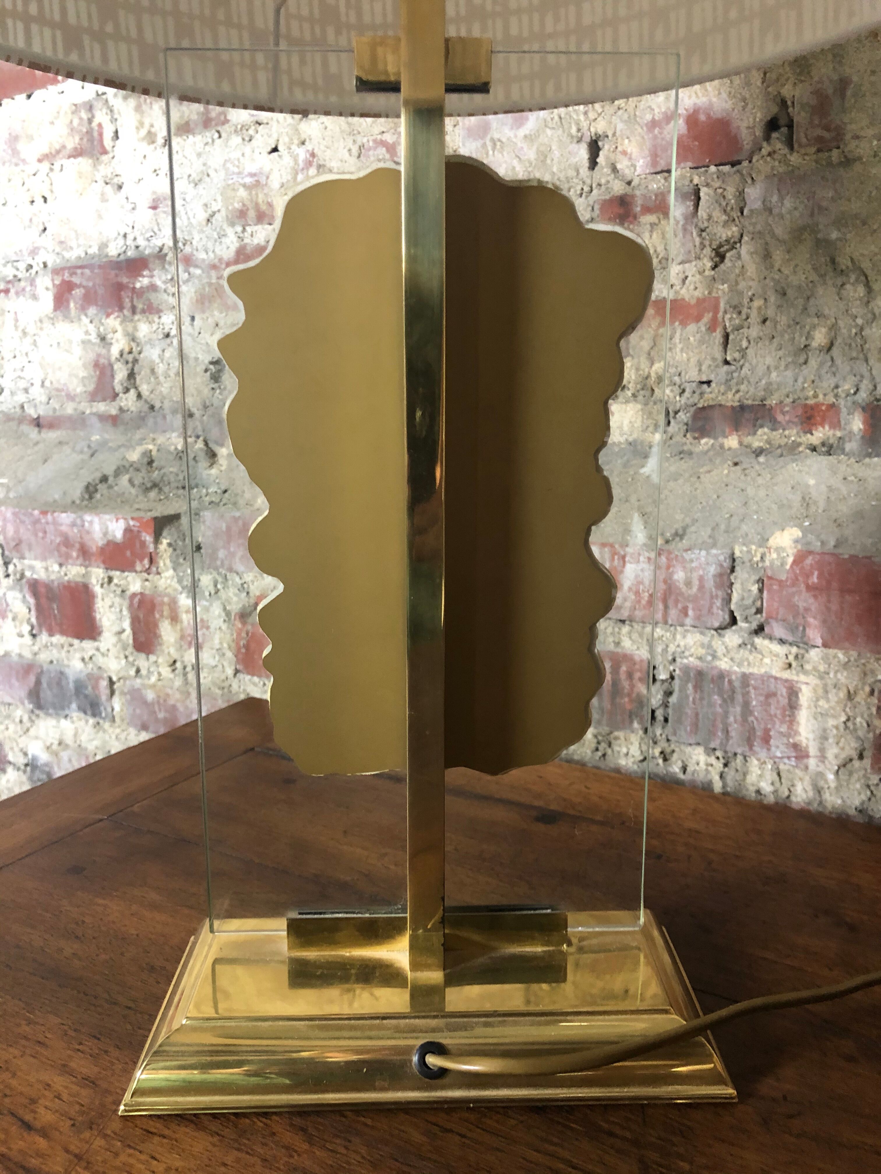 Neoclassical lamp face of the god Pan on Mount Altuglass and 50'S gold metal