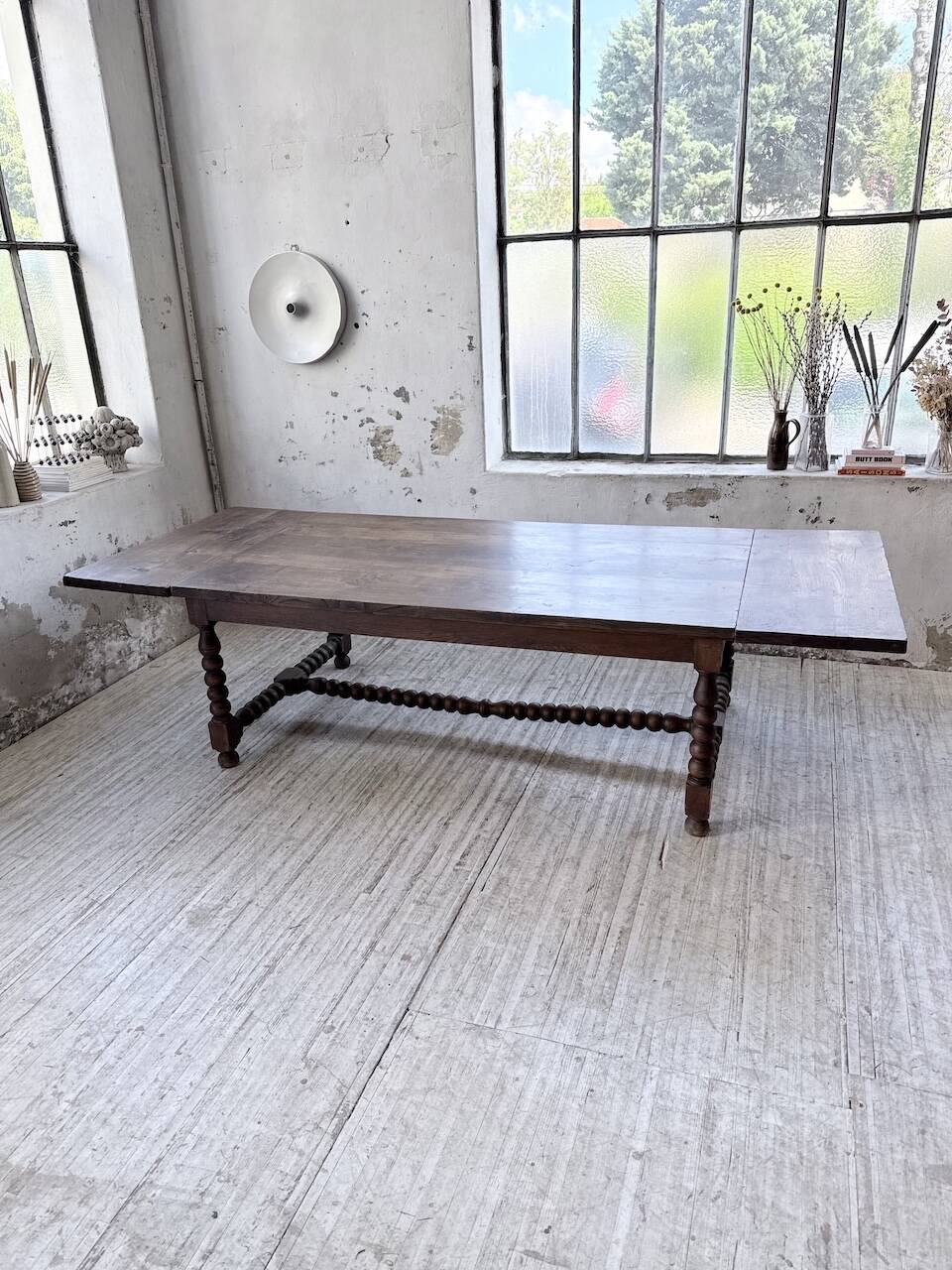 Solid oak table 1900 drapery style XL 280cm with extensions