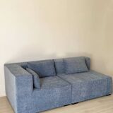 2 fauteuils velours bleu
