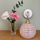 Vintage angled globe wall light in pink Clichy glass