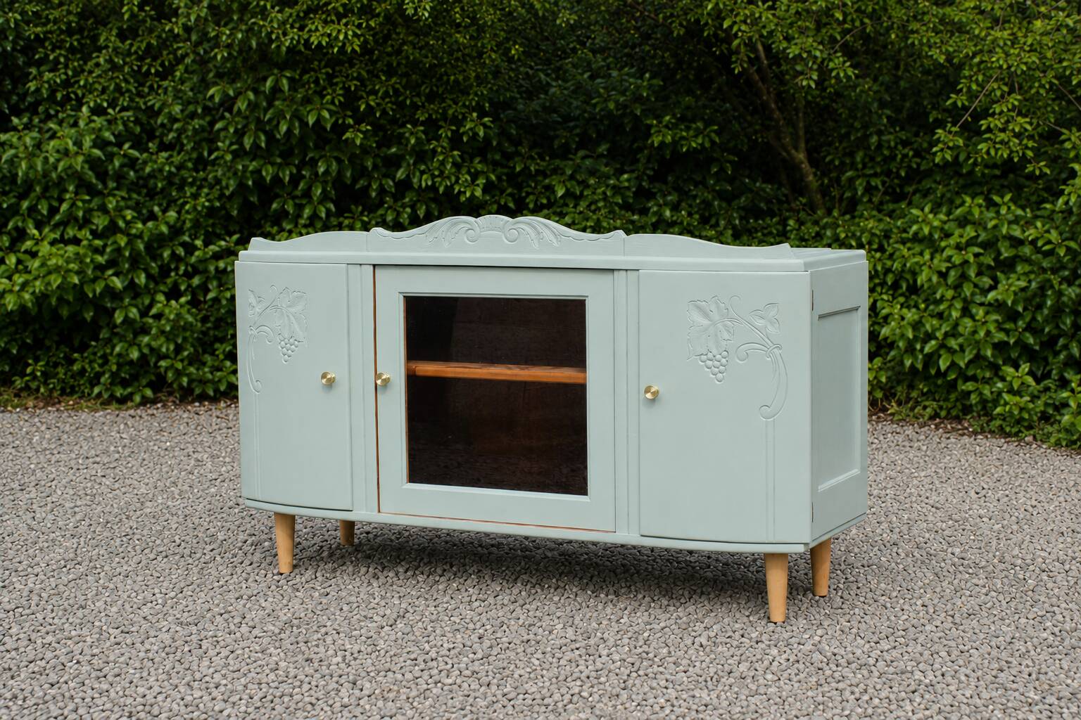 Art Deco sideboard in solid wood – Verdigris – 140 cm