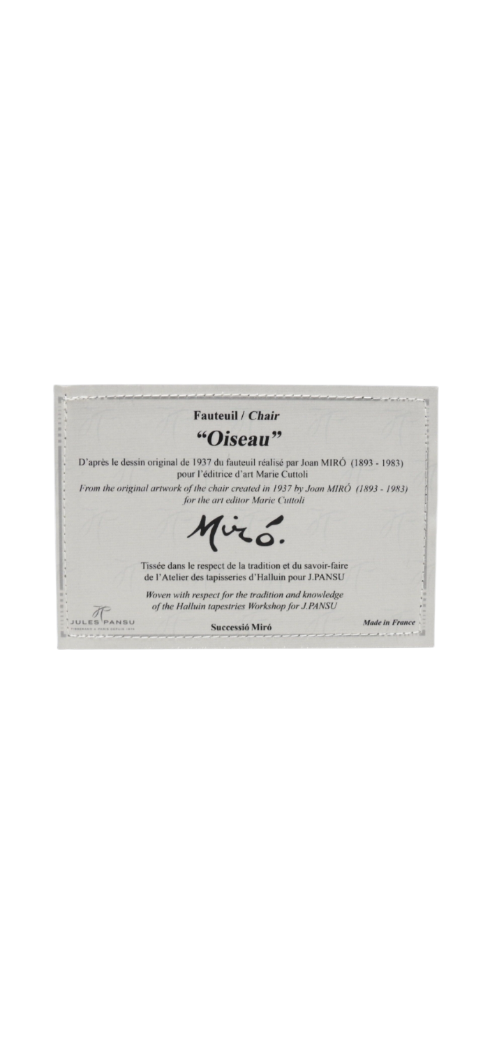 Chauffeuse Jules Pansu “Oiseau” d’après Joan Miró