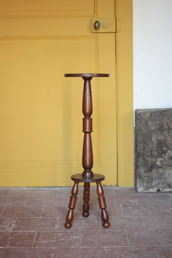 sellette bois vintage, sellette art déco, piedestal, colonne bois