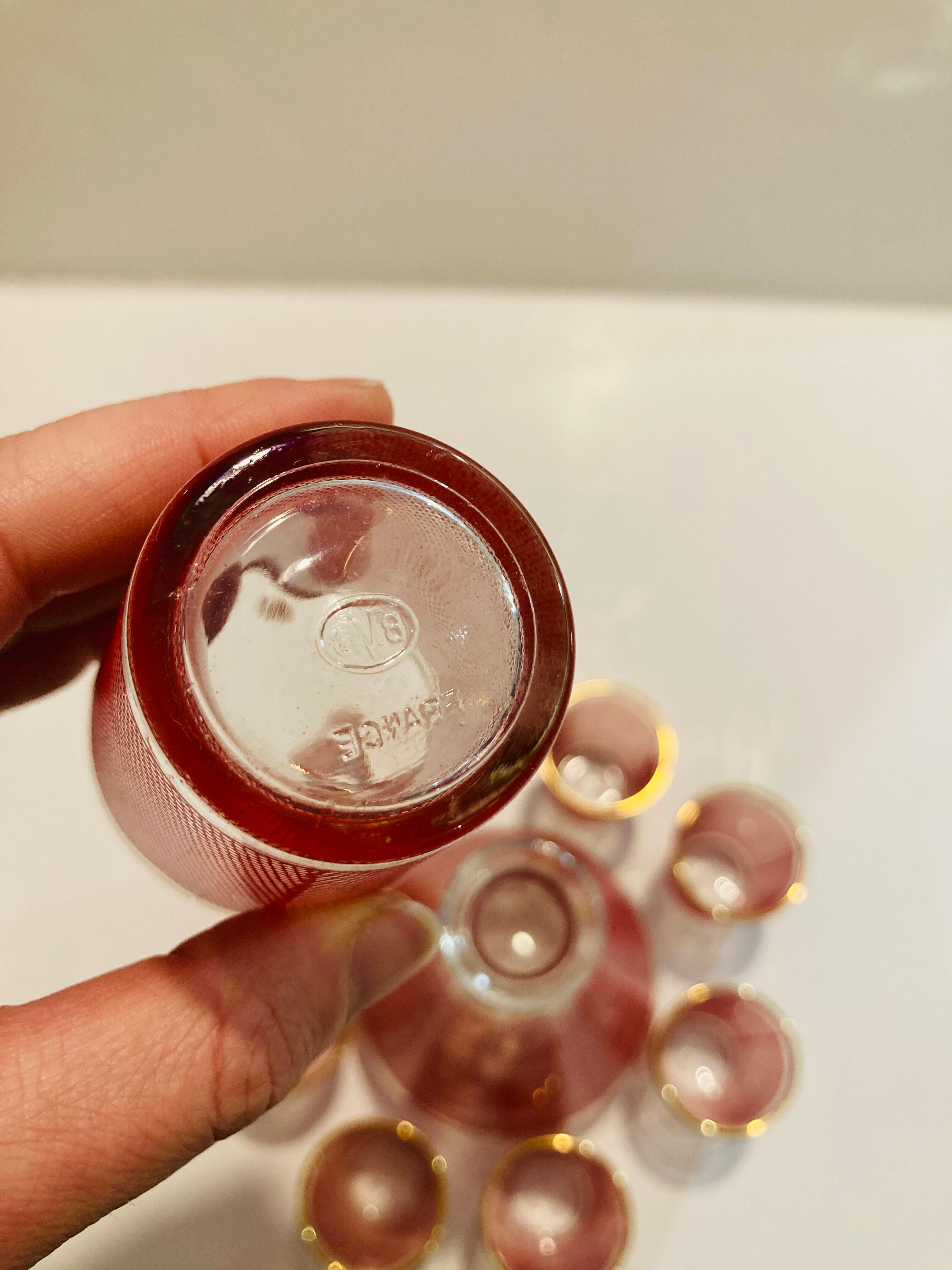 Set red liquor 1 carafe + 8 glasses Bvb France -retro cuisine vintagz