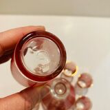 Set red liquor 1 carafe + 8 glasses Bvb France -retro cuisine vintagz