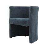 Mid Century Modern Italian Curved Chairs in Blue Velvet, Set of Six