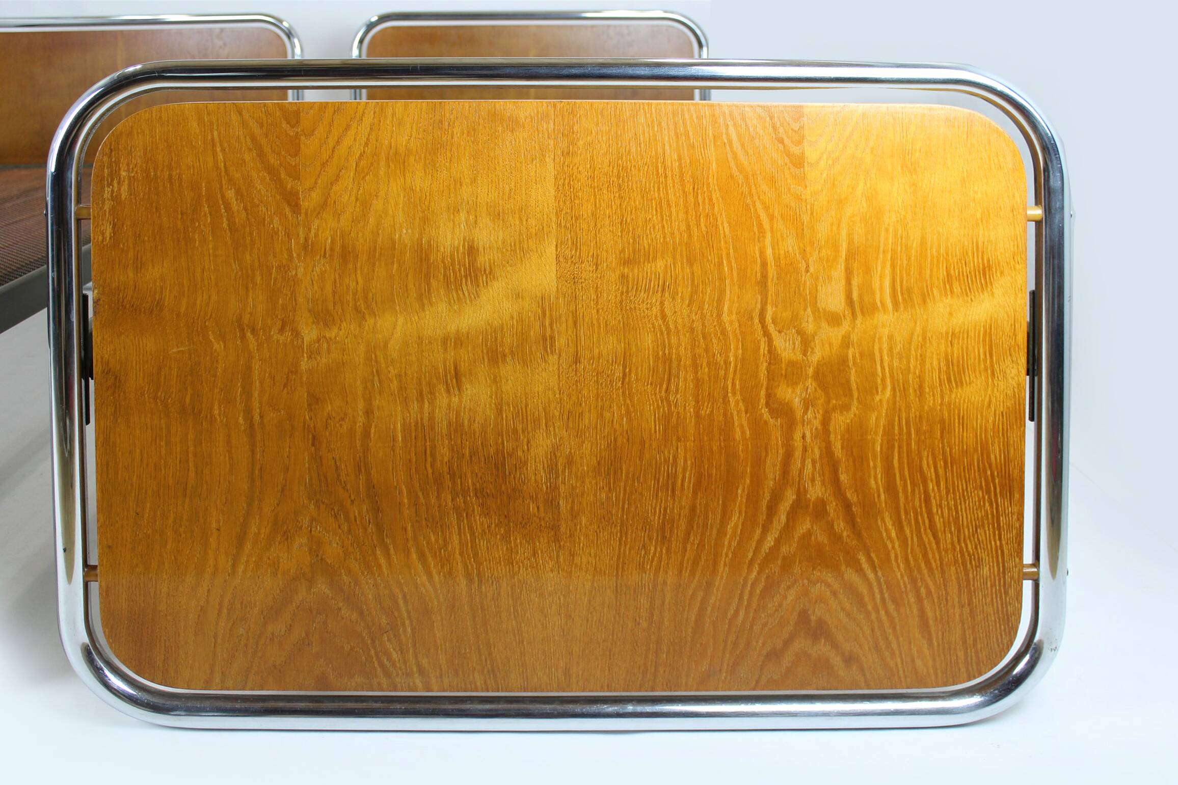 Bauhaus Oak and Tubular Steel Beds, 1940s, Set of 2