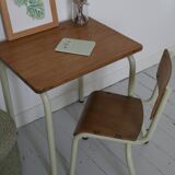 School desk and matching chair green almond