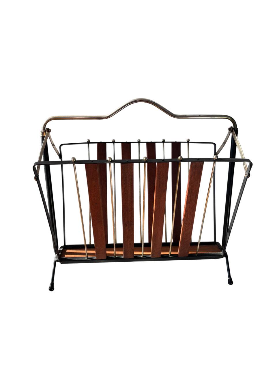 Teak and metal magazine rack 1960