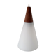 Suspension lamp Louis Kalff 60s teak and opaline