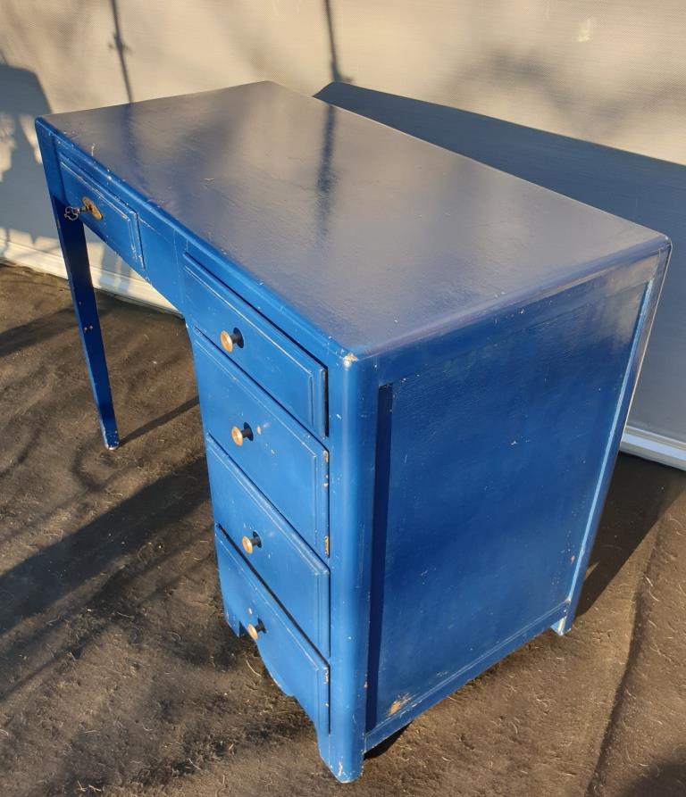 Art deco office blue roy 5 drawers