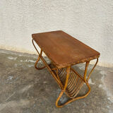 Vintage rattan magazine table