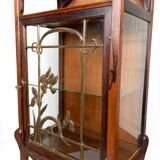 Art Nouveau Display Case, Bronzes and Carved Wood on a Lake Theme, 1900