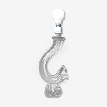 Lampe à poser signee daum france cristal forme trompette jonquille