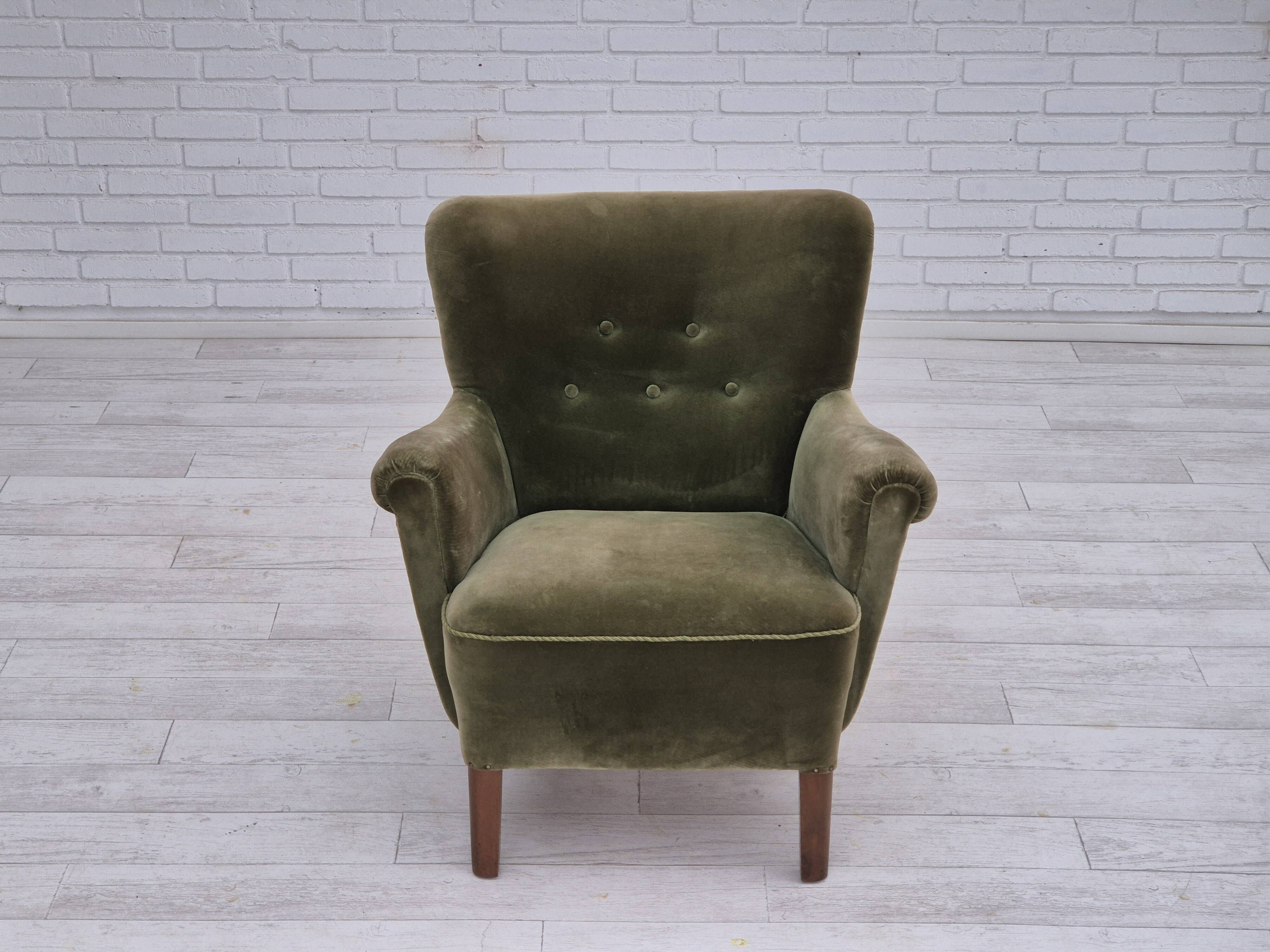 1970s, Danish design, lounge chair, original condition, furniture velour.