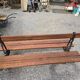 Antique double garden bench from the city of Paris in cast iron and wood