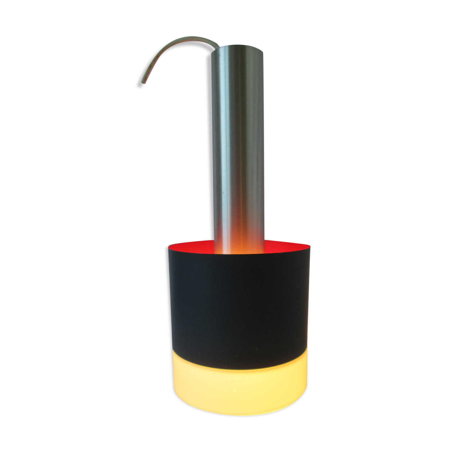 Danish Mid-century vintage hanging ceiling lamp classic lines, white opaline shade