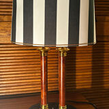 Deknudt Double Column Lamp – Wood, Brass, Marble – Restored