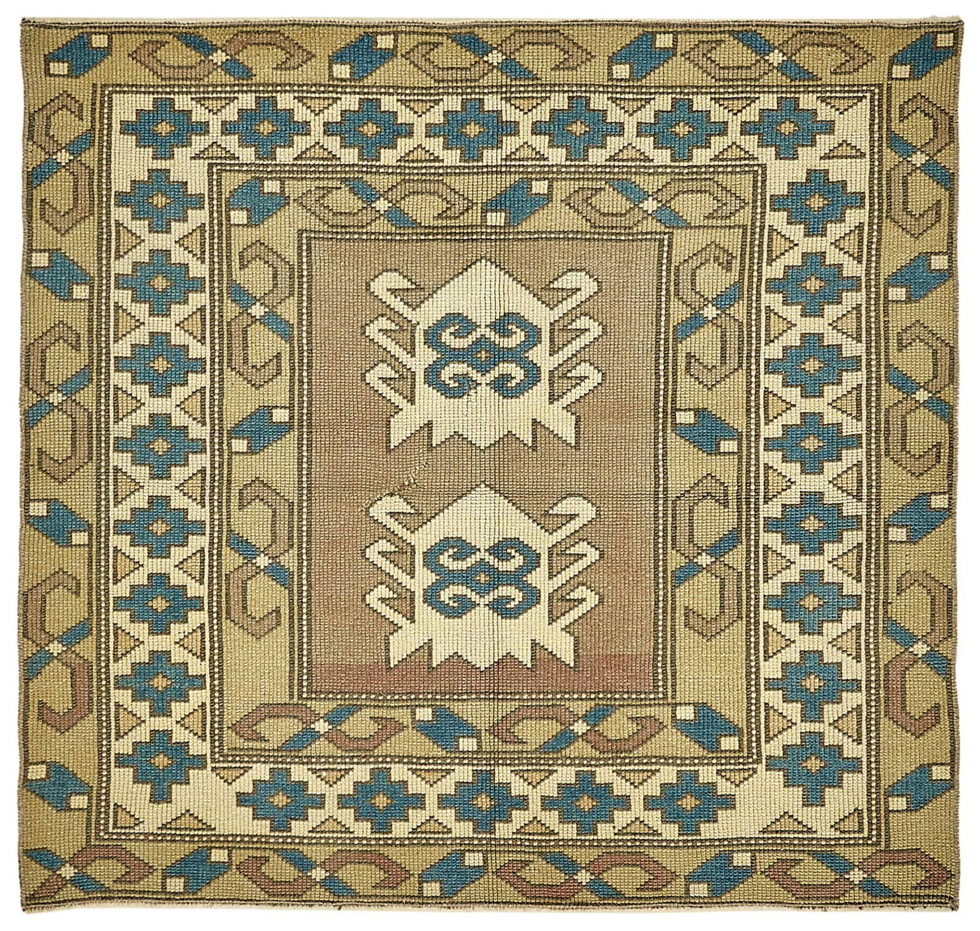 Tapis anatolien vintage turc 105 cm x 110 cm