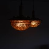 Danish Mid-Century Glass and Brass Chandeliers by Vitrika