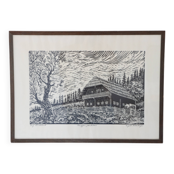 Wood engraving by Engelbert Habersberger (1929-2006)