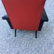 Vintage armchair in red and black skaï from the 1960s