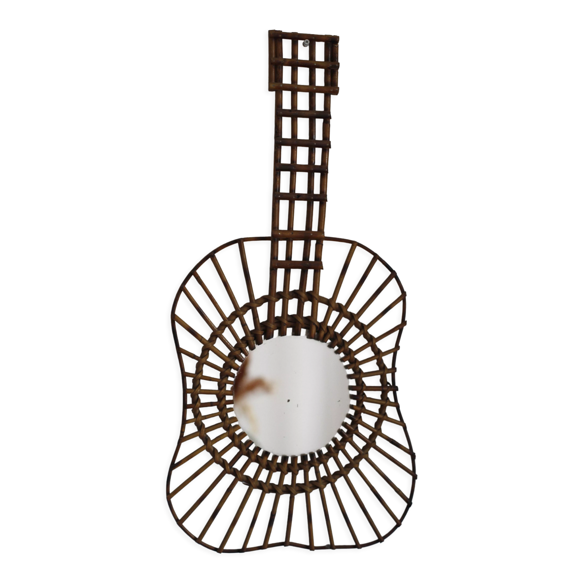 Rattan guitar mirror 75 x 38 cm year 1950