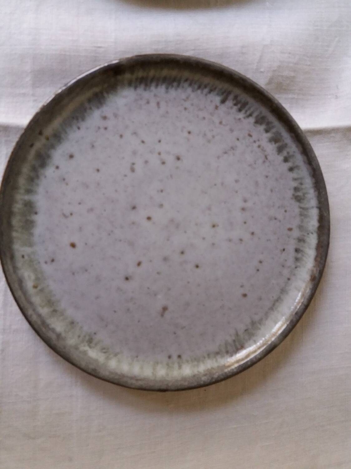 Set of 5 dessert plates in vintage gray blue enamelled stoneware