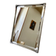 Antique framed mirror, bevelled glass and silver-plated metal frame, 1930-1940.