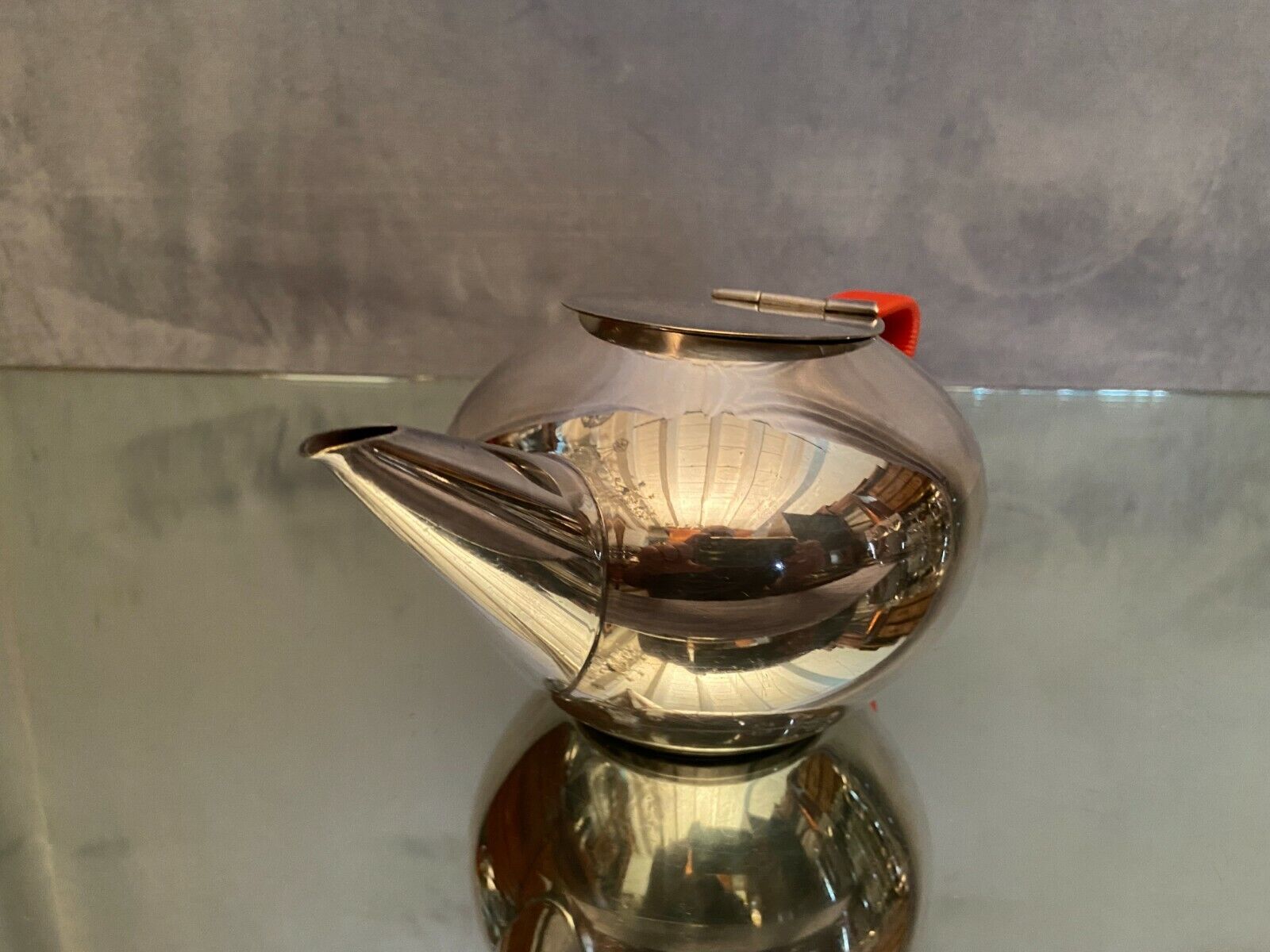 Silver metal teapot WMF vintage design 1960