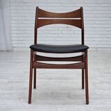 1960s, set of 4 reupholstered Danish dining chairs, design by Erik Buck.