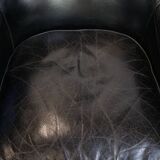 Black grained cowhide leather armchair