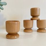 4 vintage turned wood egg cups