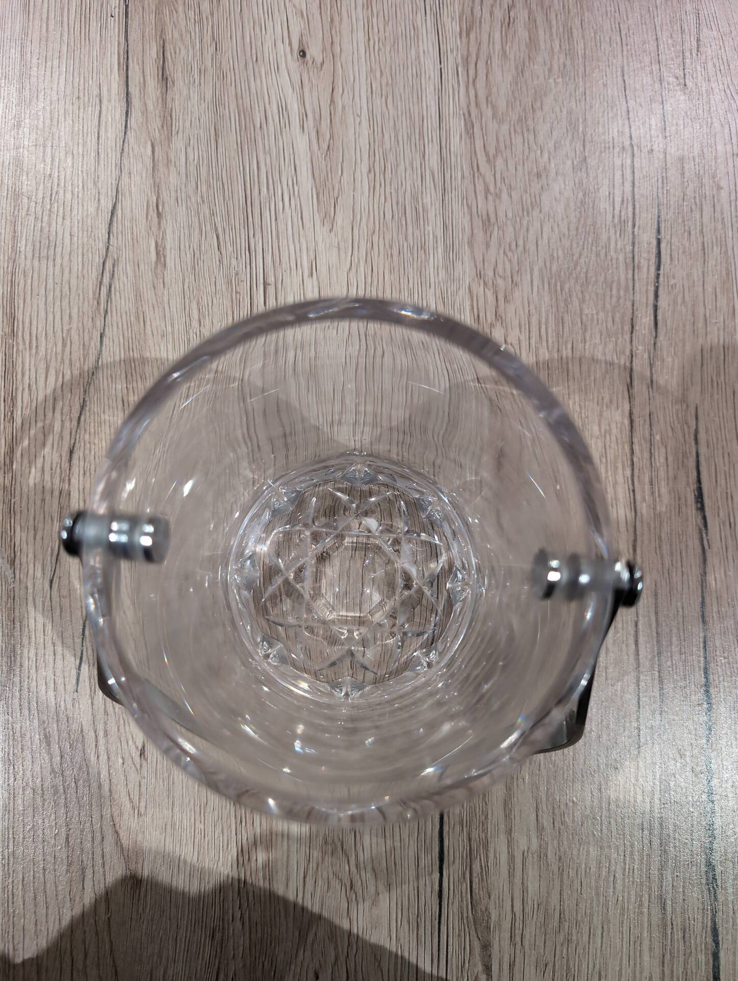 Crystal Ice Bucket Glass Size Stainless Steel Handle with Vintage Ice Tongs
