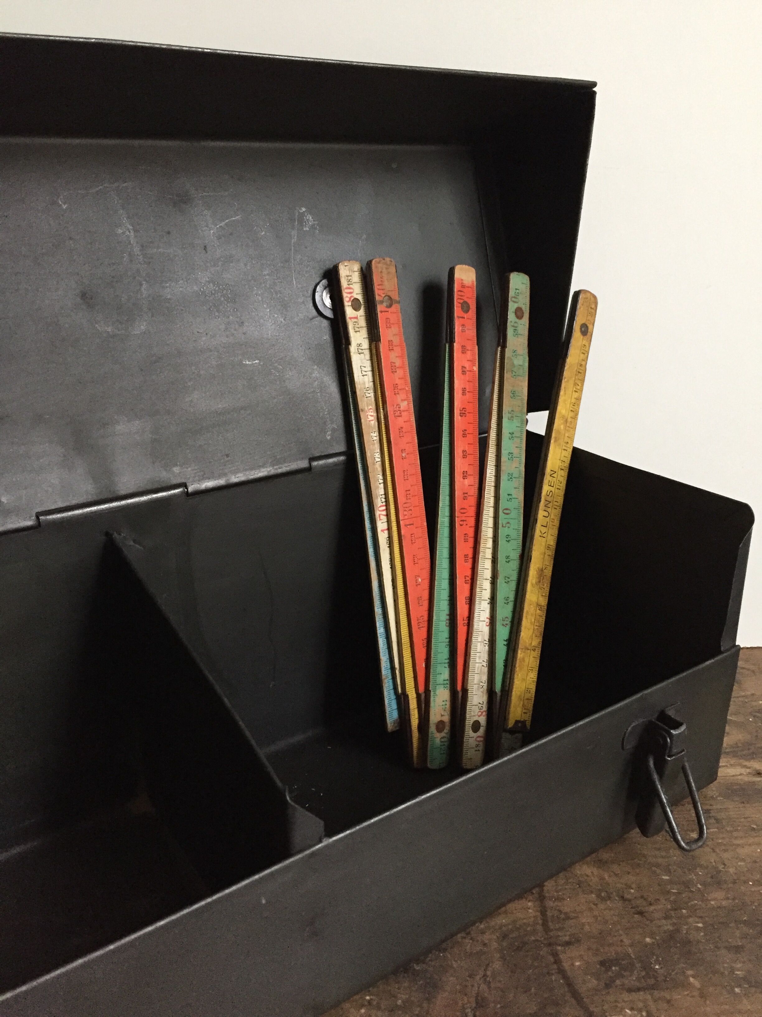 Box metal, tools, strap leather box
