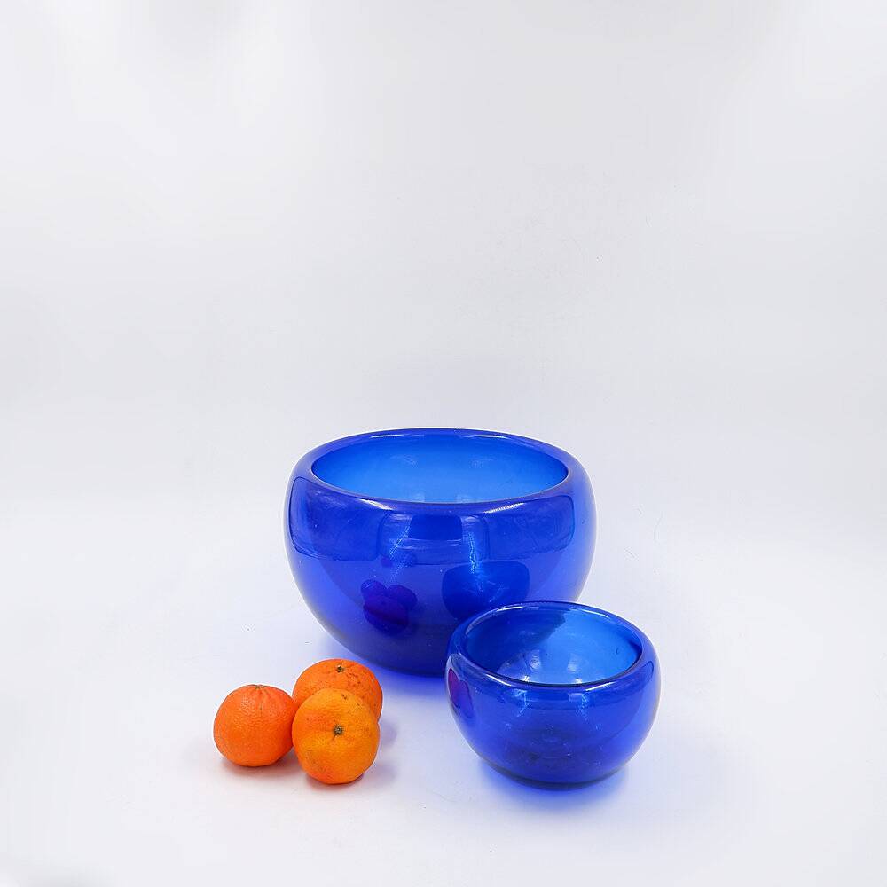 Pair of cobalt blue blown glass cups - 1970s