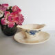 Digoin porcelain saucière, blue pink model
