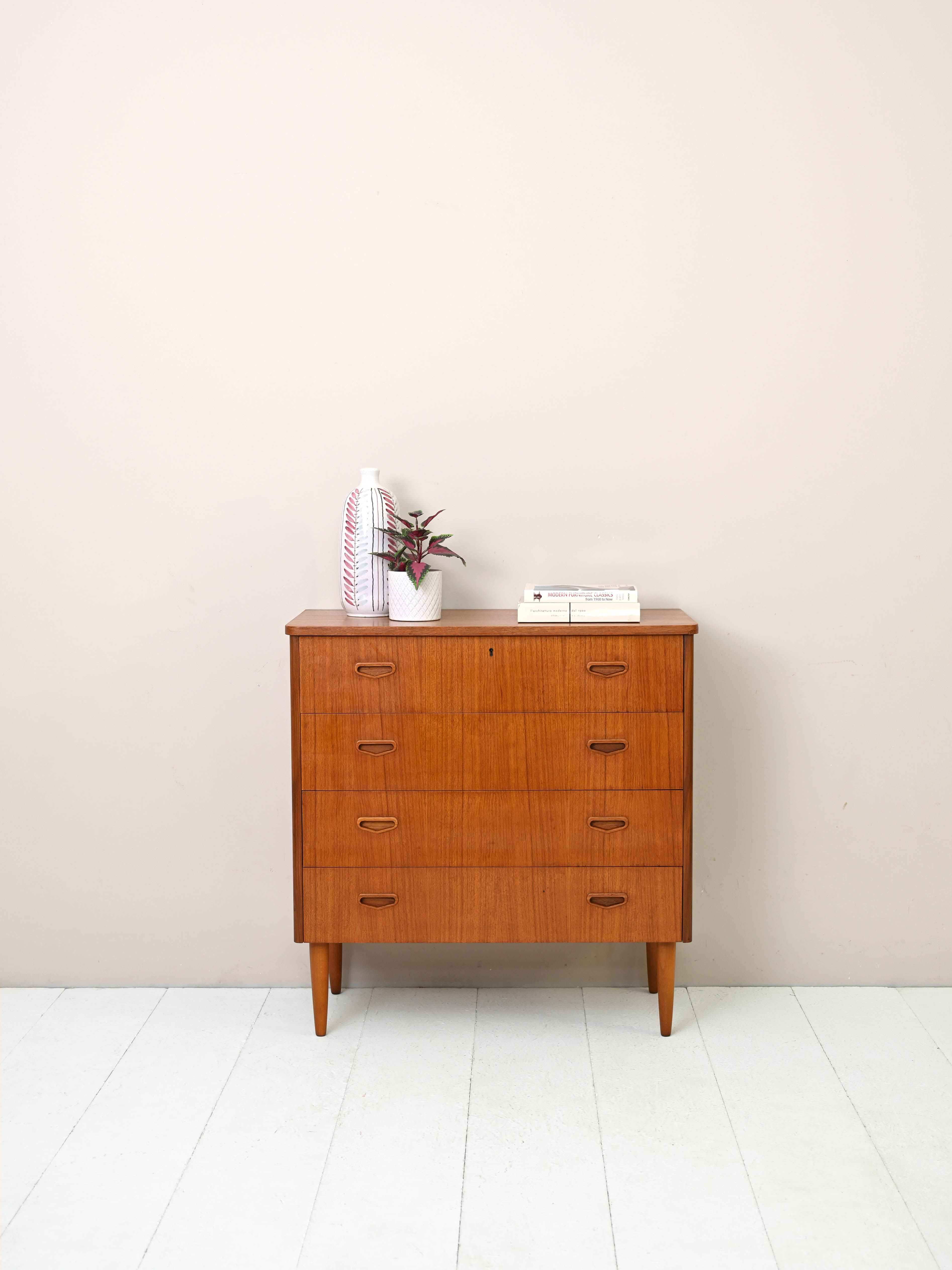 Vintage teak dresser with four drawers