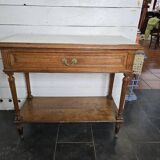 Oak bathroom cabinet with 1 drawer and marble top