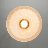 Lampe à Suspension complexe Mid-Century en Laiton et Opaline, Italie, 1950s