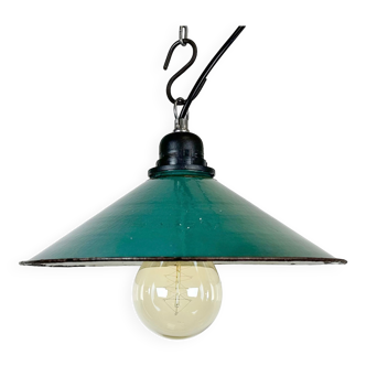 Industrial Green Enamel Factory Pendant Lamp, 1960s