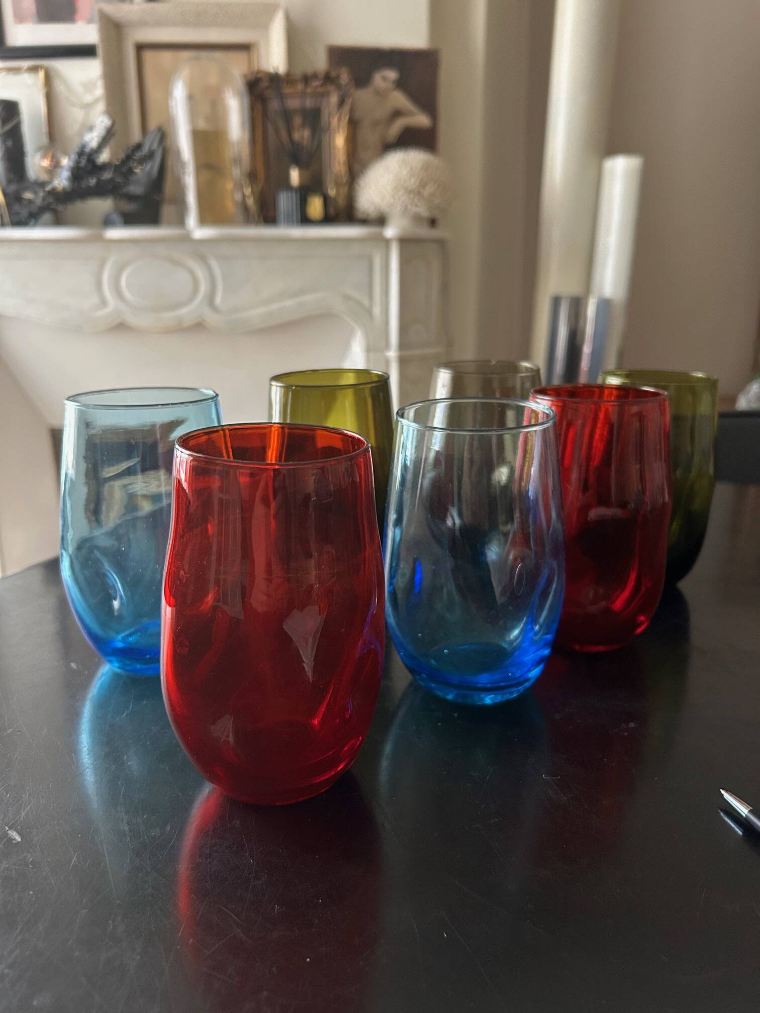 7 colored glasses 1970's