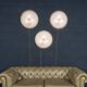 Vintage 20thc set of three frosted glass & brass wall lights, murano c.1980