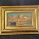 Original Artwork Painting Gold Frame Oil on Cardboard