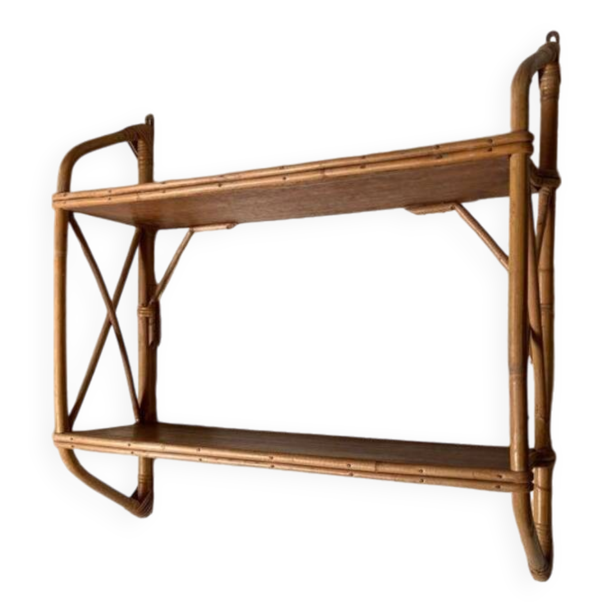 Vintage rattan shelf from the 60s